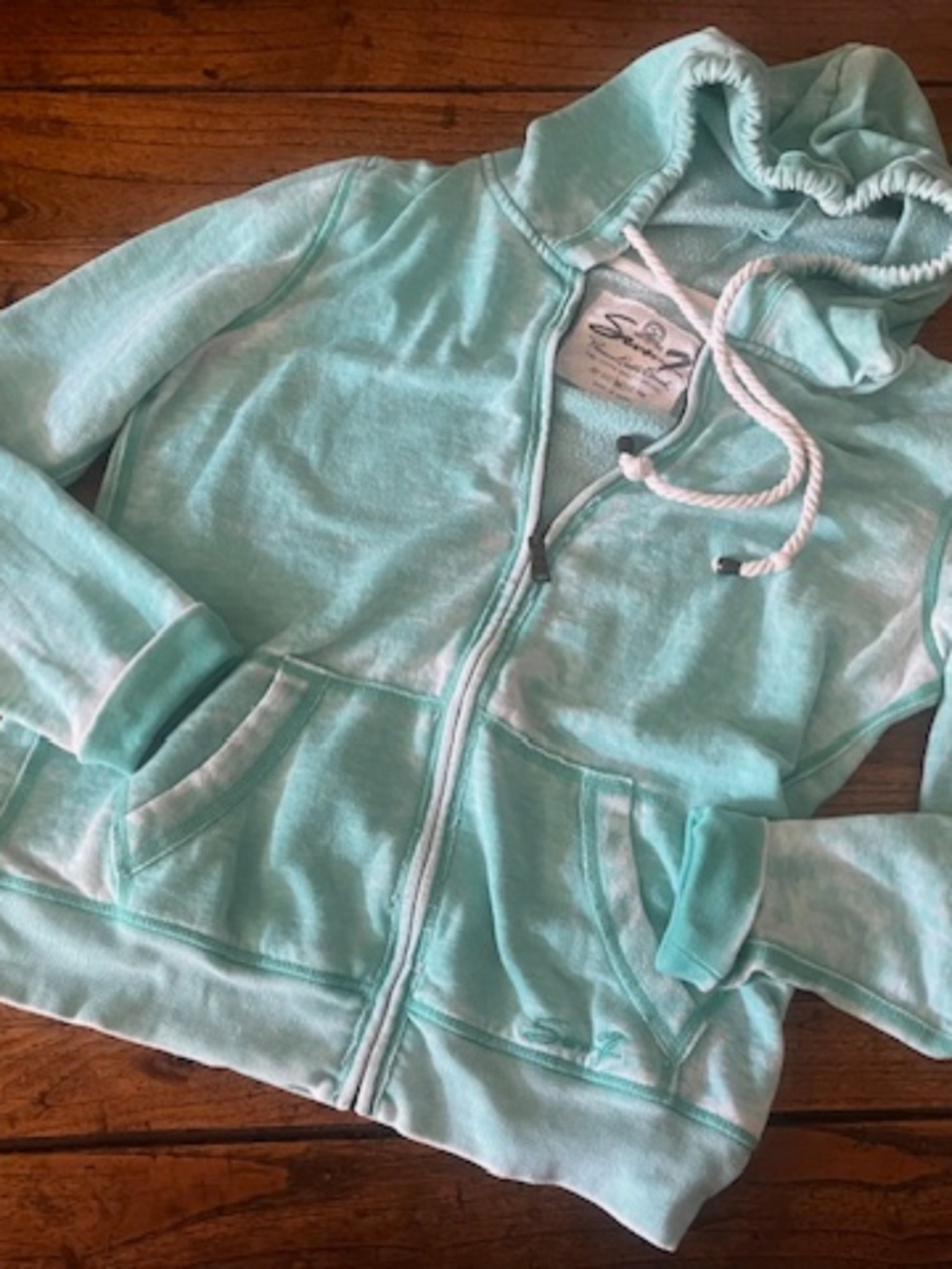 Women's Seven7 Brand - "Retro Beachy" - Sea Foam / Mint Green / Zip Hoodie - M